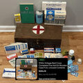 Sold: 1930s Red Cross complete first aid kit, wooden case, full unused contents