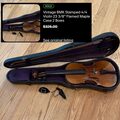 Sold: vintage BMK stamped 4/4 violin, flamed maple, case and two bows